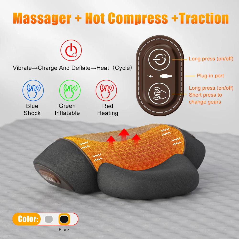 Neck Relief Pillow – Heat, Traction & Deep Massage