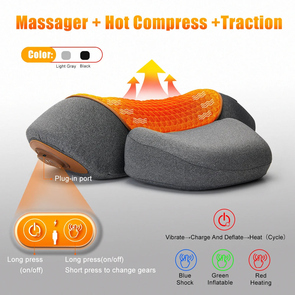 Neck Relief Pillow – Heat, Traction & Deep Massage