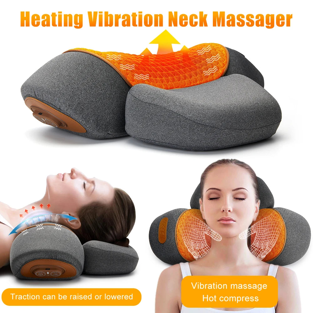 Neck Relief Pillow – Heat, Traction & Deep Massage